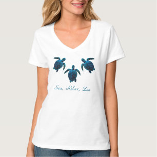T-shirt tortue de mer, dessin numérique bleu