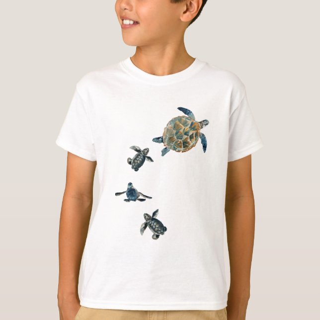 T-shirt Tortue de mer et bébés (Devant)