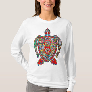 T-shirt tortue de mer fleurs florales