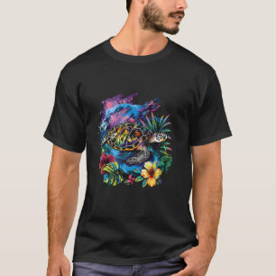 T-shirt Tortue de mer floral oeuvre d'art mammifère marin
