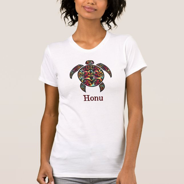 T-shirt Tortue de mer hawaïenne d'arc-en-ciel (Devant)
