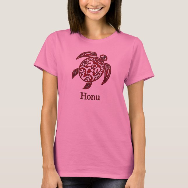 T-shirt Tortue de mer hawaïenne en rouge (Devant)