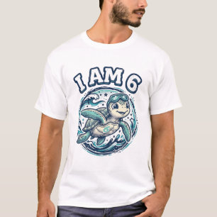 T-shirt Tortue de mer mignonne J'ai 6 ans Anniversaire Vin