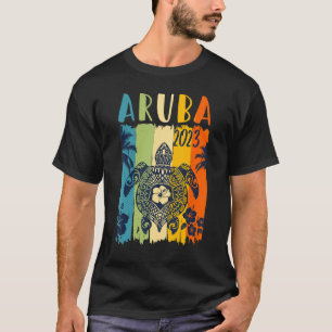 T-shirt Tortue de mer Retro Aruba Caribe Vacances en famil