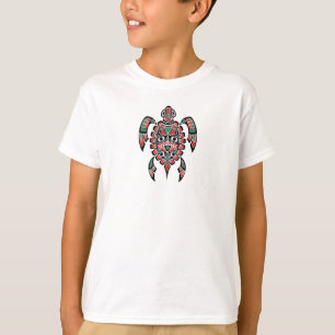 T-shirt Tortue de mer rouge et verte d'esprit de Haida