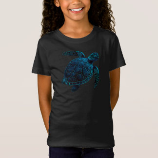 T-Shirt tortue de mer, style tatouage, dessin numérique bl