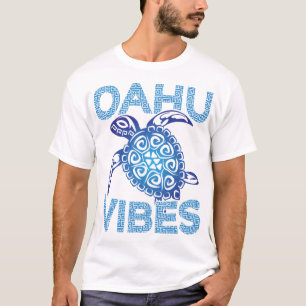 T-shirt Tortue de mer tribale bleue polynésienne Oahu Vibe
