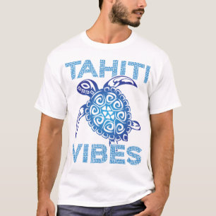 T-shirt Tortue de mer tribale bleue polynésienne Tahiti Vi