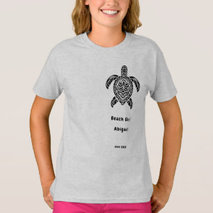 T-shirt Tortue de mer tribale, noire et à gauche