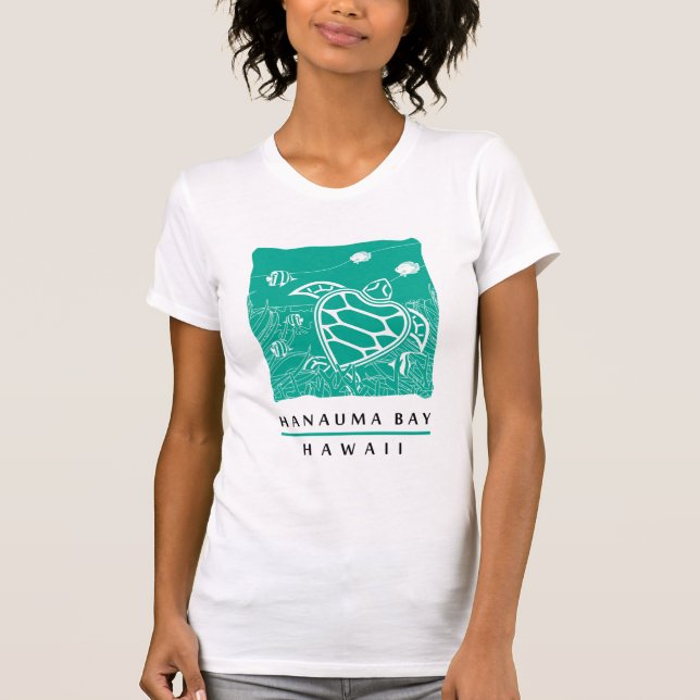 T-shirt Tortue de mer verte d'Hawaii - Baie d'Hanauma (Devant)