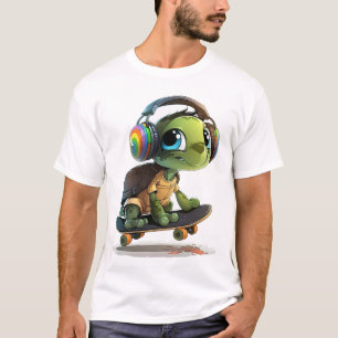 T-shirt tortue de patinage cool
