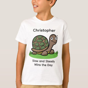 T-shirt Tortue Drôle Lent Et Régulier Nom Personnalisé