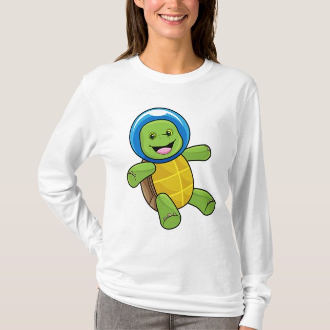 T-shirt Tortue en astronaute avec boule de verre (Devant)