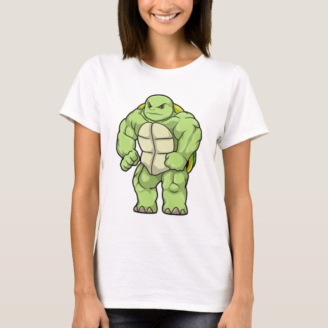 T-shirt Tortue en Bodybuilder avec Six pack (Devant)