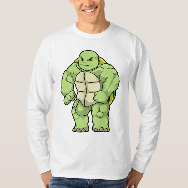 T-shirt Tortue en Bodybuilder avec Six pack (Devant)