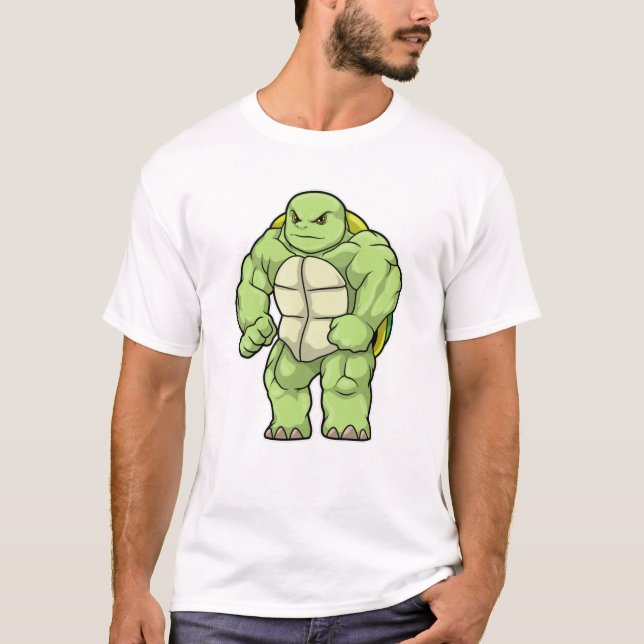 T-shirt Tortue en Bodybuilder avec Six pack (Devant)