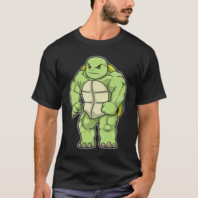 T-shirt Tortue en Bodybuilder avec Six pack (Devant)