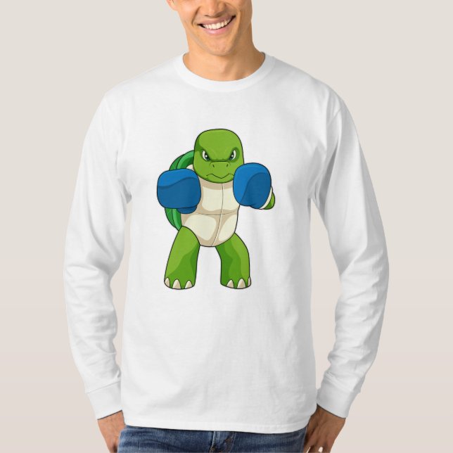 T-shirt Tortue en boîte avec gants de boxe (Devant)