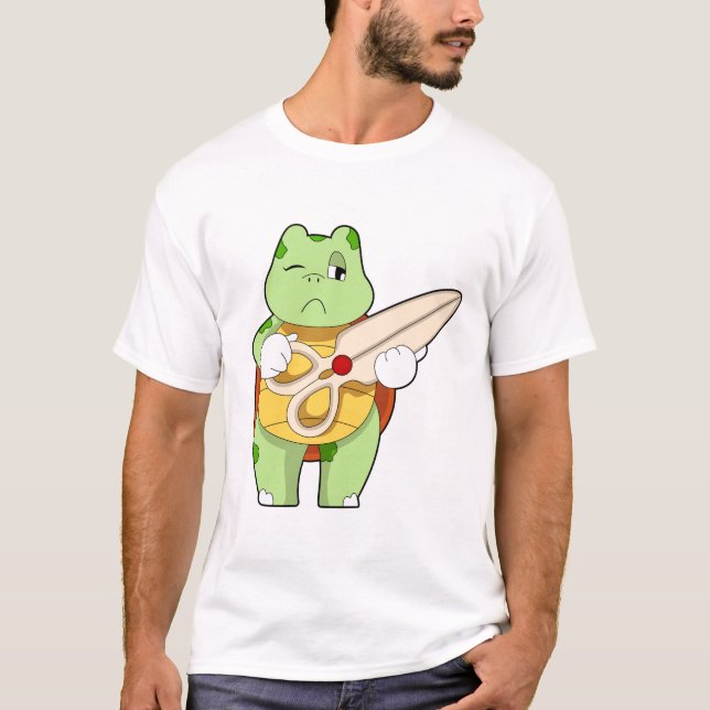 T-shirt Tortue en coiffeur avec ciseaux (Devant)