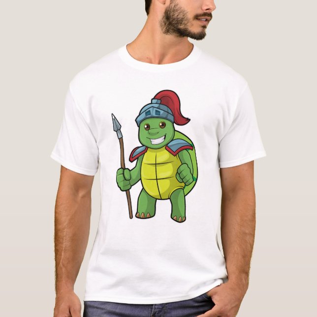 T-shirt Tortue en guerrier avec Spear & Helmet (Devant)