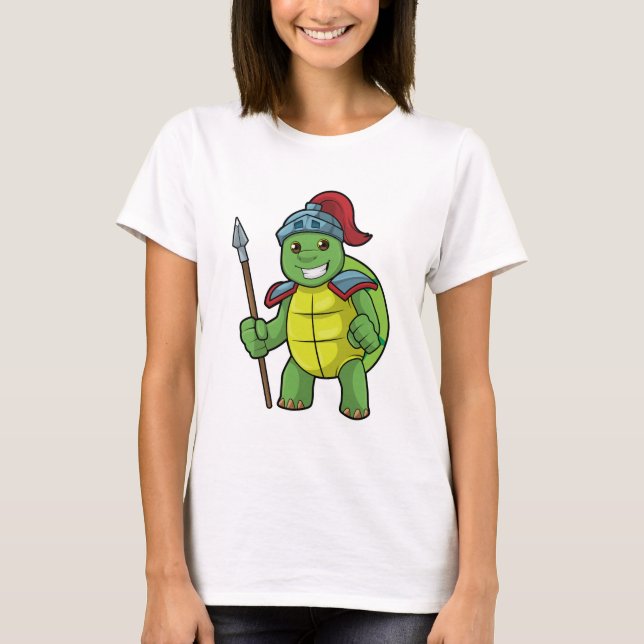 T-shirt Tortue en guerrier avec Spear & Helmet (Devant)