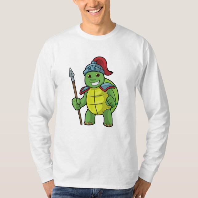 T-shirt Tortue en guerrier avec Spear & Helmet (Devant)
