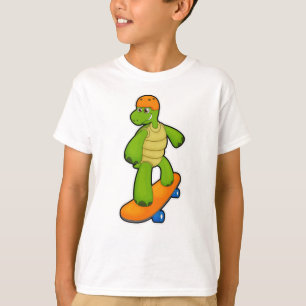 T-shirt Tortue en Skateboard avec Skateboard & Casque
