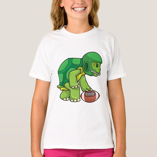T-shirt Tortue en sport avec football et casque (Devant)