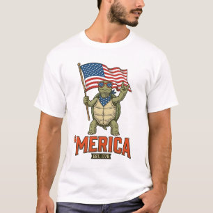 T-shirt Tortue Patriotique ‘Merica Vintage Vector