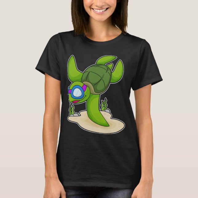 T-shirt Tortue Plongeur lunettes de natation (Devant)
