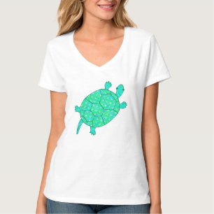 T-shirt Tortue tourbée arabesque - nuances de vert