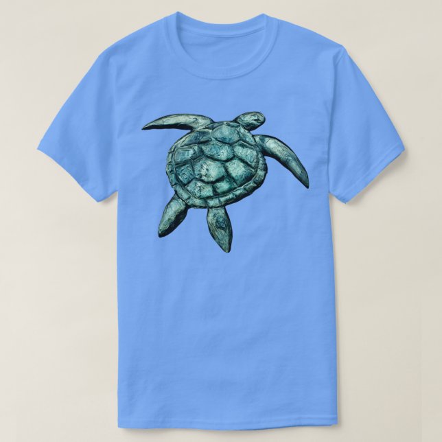 T-shirt Tortue verte 3D sculptée dans l'ardoise par Makena (Design devant)