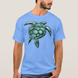 T-shirt Tortue verte 3D sculptée dans l'ardoise par Makena
