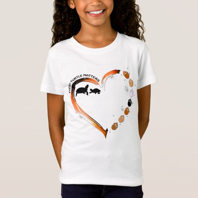 T-Shirt Tortues Chaque tortue compte Golden Heart Paws (Devant)