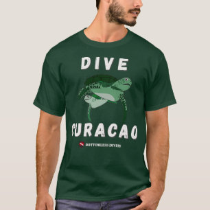 T-shirt Tortues Curaçao de plongée avec Police blanche