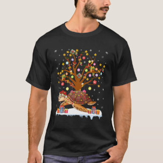 T-shirt Tortues Éclairage Xmas Arbre Cadeau Tortue Arbre P