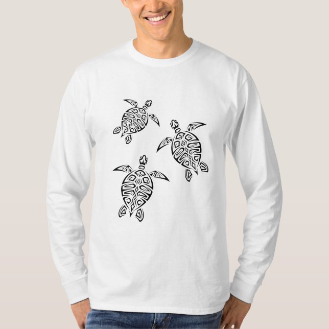 T-shirt Tortues Tatouage Tribal Animal Noir (Devant)