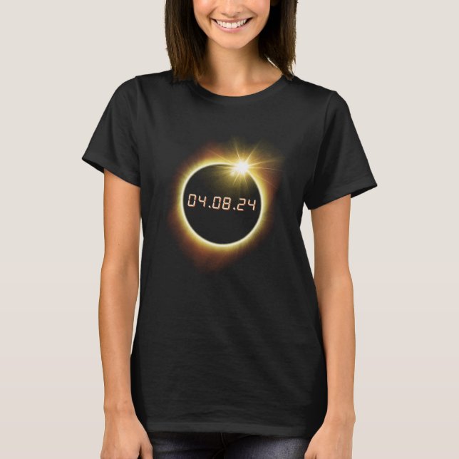 T-shirt Total Éclipse Solaire 04 08 24 Totalité Éclips Sol (Devant)