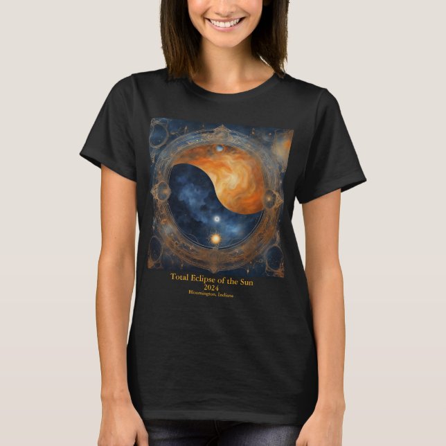 T-shirt Total Éclipse Solaire 2 Côtés VOTRE Texte Mystique (Devant)