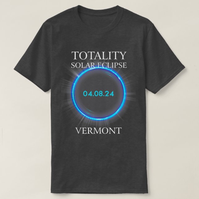 T-shirt Total Solaire Eclipse 2024 Vermont 040824 Astronom (Design devant)