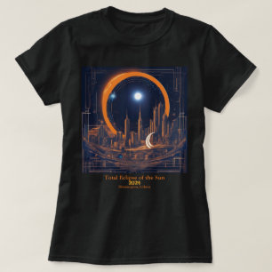 T-shirt Total Solaire Eclipse 2 côtés VOTRE texte Cityscap