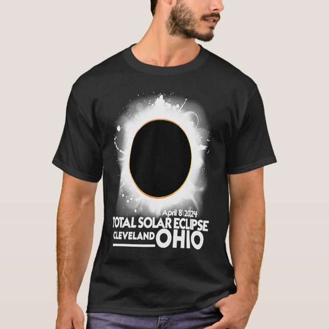 T-shirt Total Solaire Eclipse Cleveland Ohio 8 Avril 2024  (Devant)