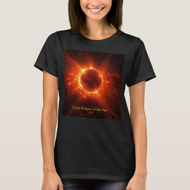 T-shirt Total Solaire Eclipse Nom de ville Année Festival  (Devant)