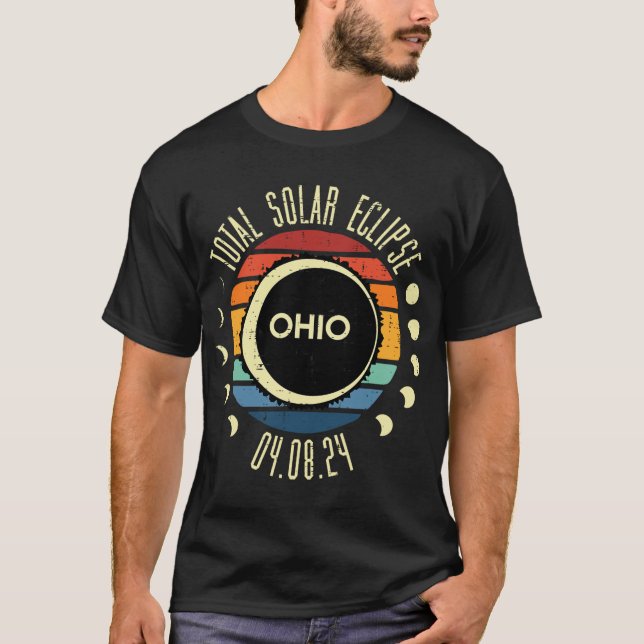 T-shirt Total Solaire Eclipse Ohio Sunset Retro 04.08.24 H (Devant)