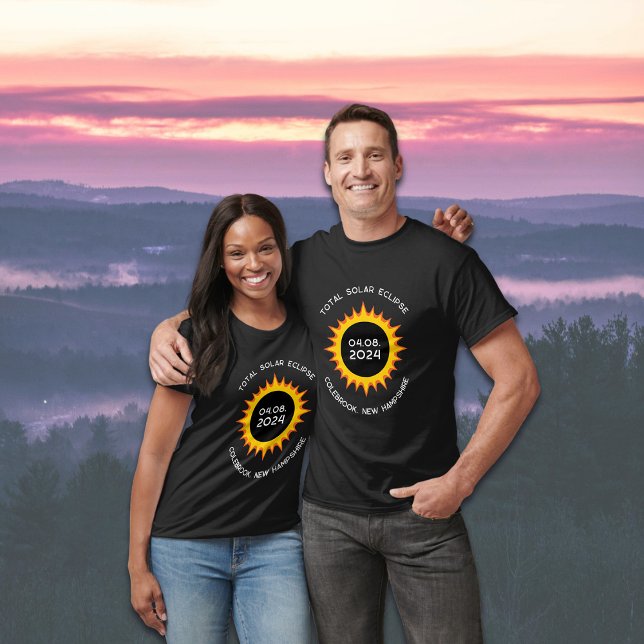 T-shirt Total Solar Eclipse 2024 Custom City New Hampshire (Customize with your location, or edit text as required)