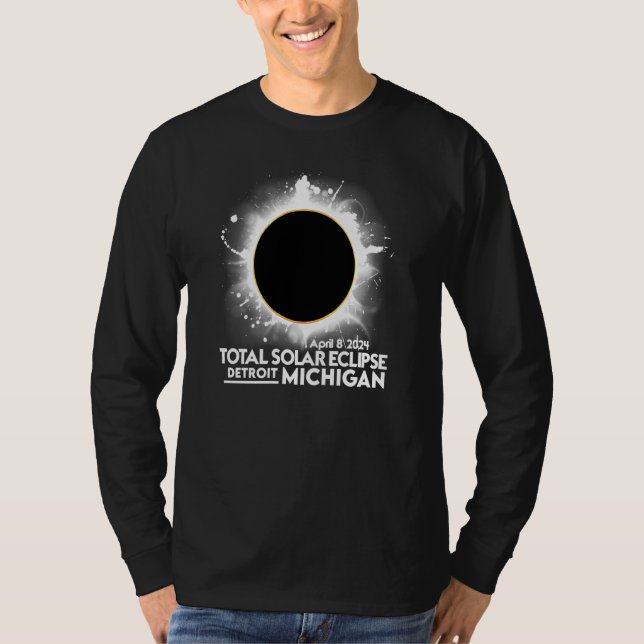 T-shirt Total Solar Eclipse Detroit Michigan April 8 2024  (Devant)
