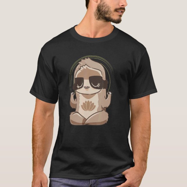 T-shirt Total Zen Yoga Sloth Meditating Lotus (Devant)