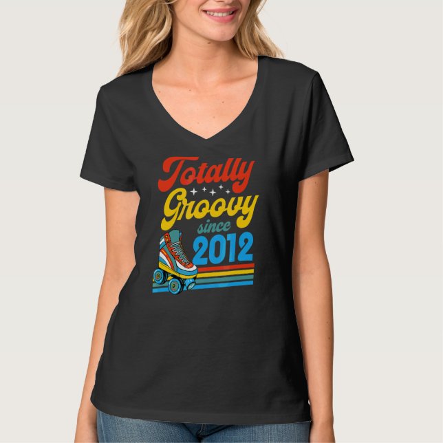 T-shirt Totalement Super depuis 2012 Retro Roller Skate Bi (Devant)