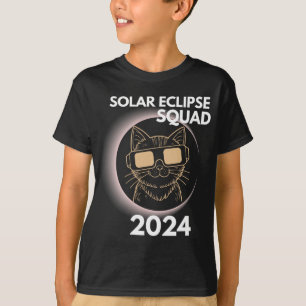 T-shirt Totalité Solaire Eclipse 2024 Cat Moon Soleil Terr