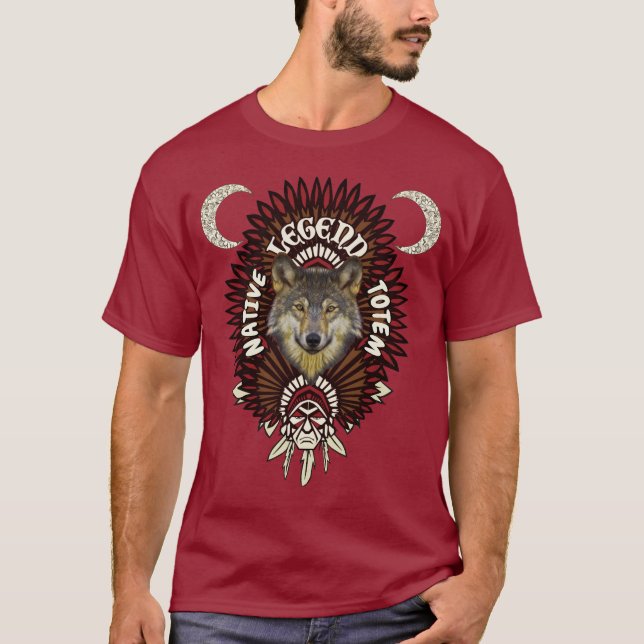 T-shirt Totem Wolf de la légende autochtone (Devant)